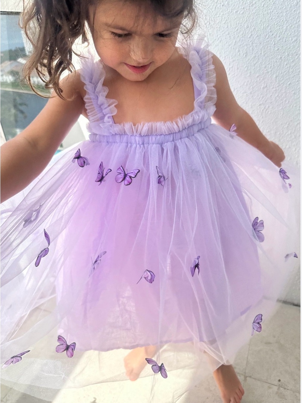 Lavender Butterfly Tulle Dress for Kids - Picture 1 of 8